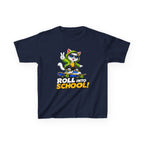 Kids Skateboarding Cat T-Shirt — 'Roll Into School' Back-to-School Graphic Tee