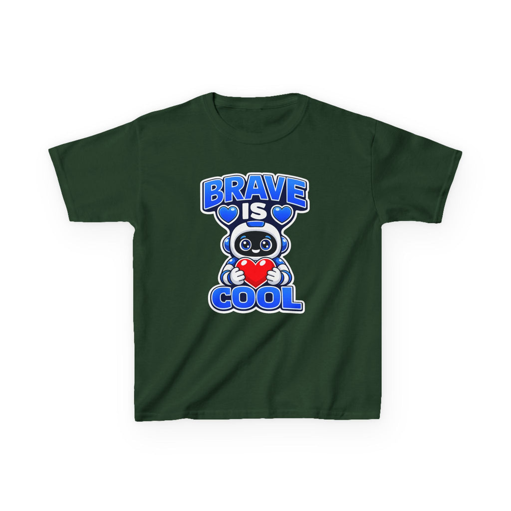 Kids Robot T-Shirt — 'Brave Is Cool' Heart Graphic Tee
