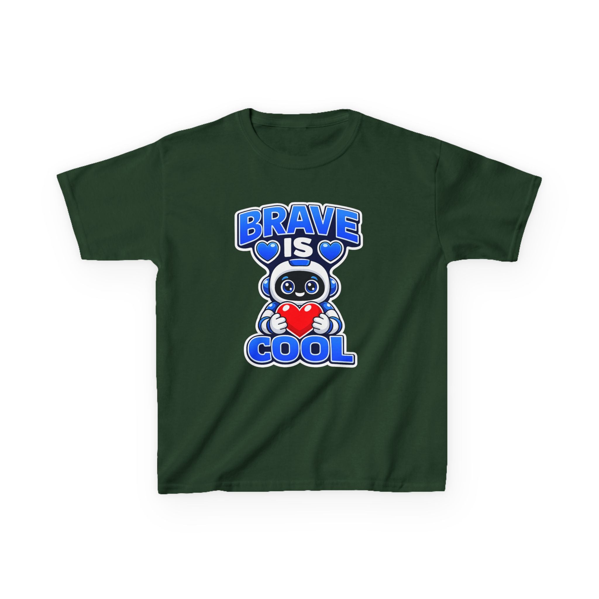Kids Robot T-Shirt — 'Brave Is Cool' Heart Graphic Tee