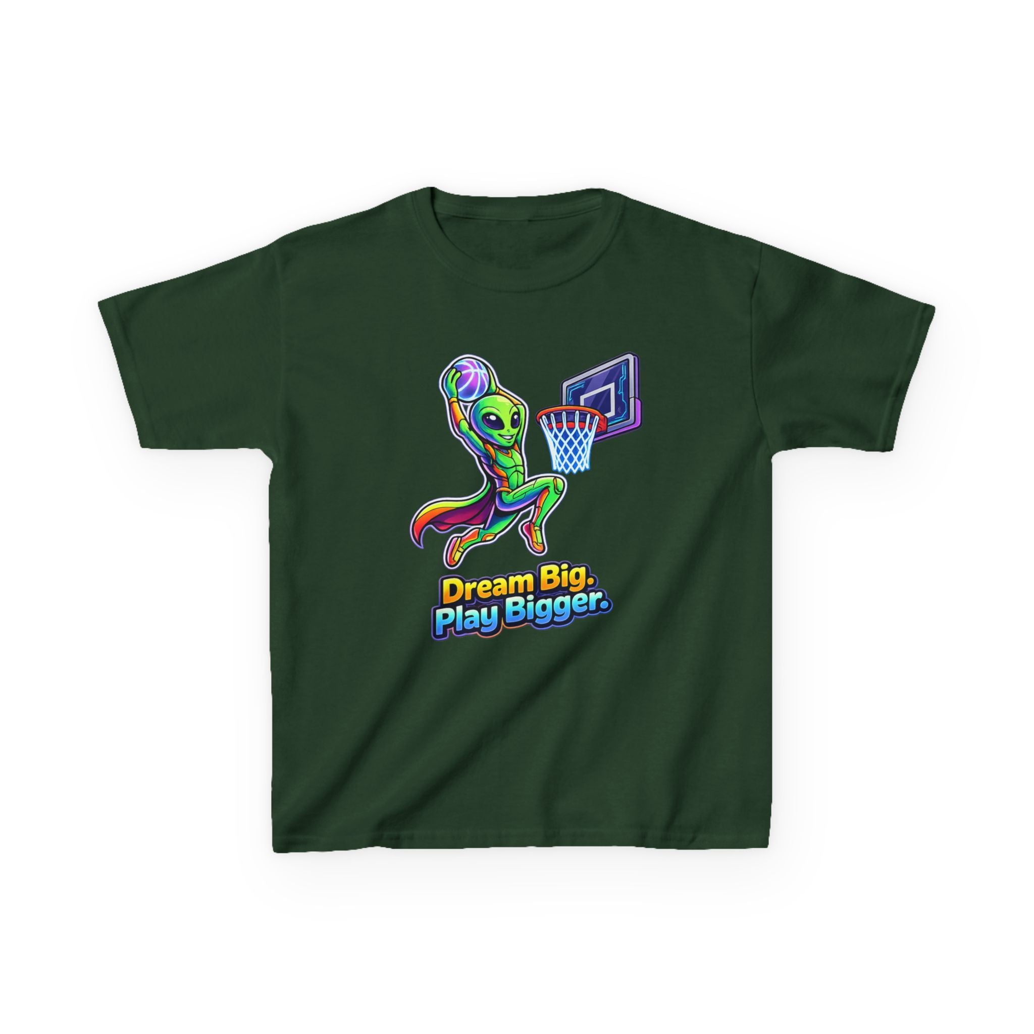 Kids Alien T-Shirt — 'Dream Big, Play Bigger' Basketball Graphic Tee
