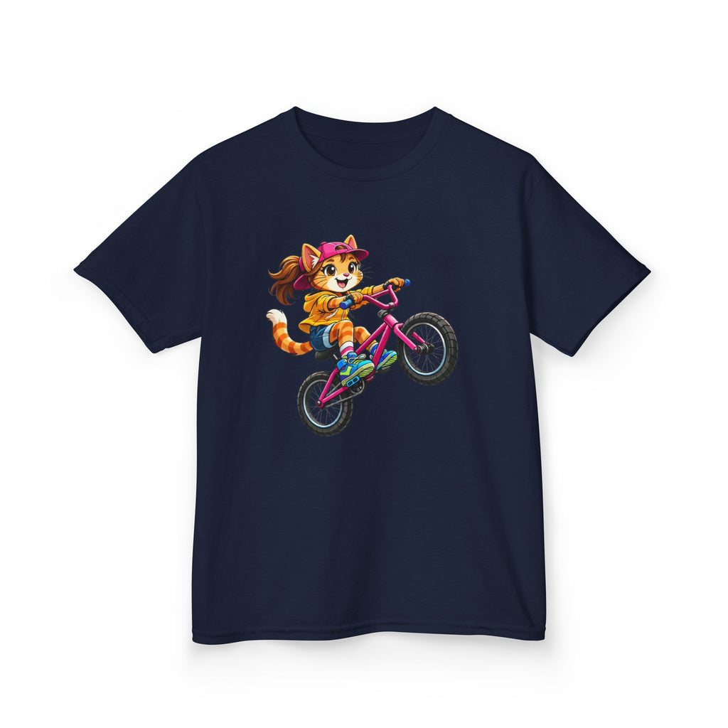 Kids Fox T-Shirt — 'Ride Bold' Cartoon Fox Girl on Bike Graphic Tee
