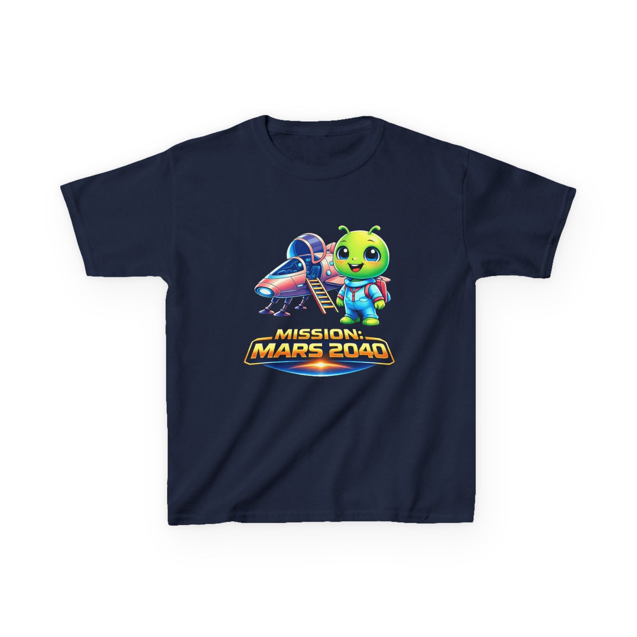 Kids Alien T-Shirt — 'Mission Mars 2040' Alien Spaceship Graphic Tee