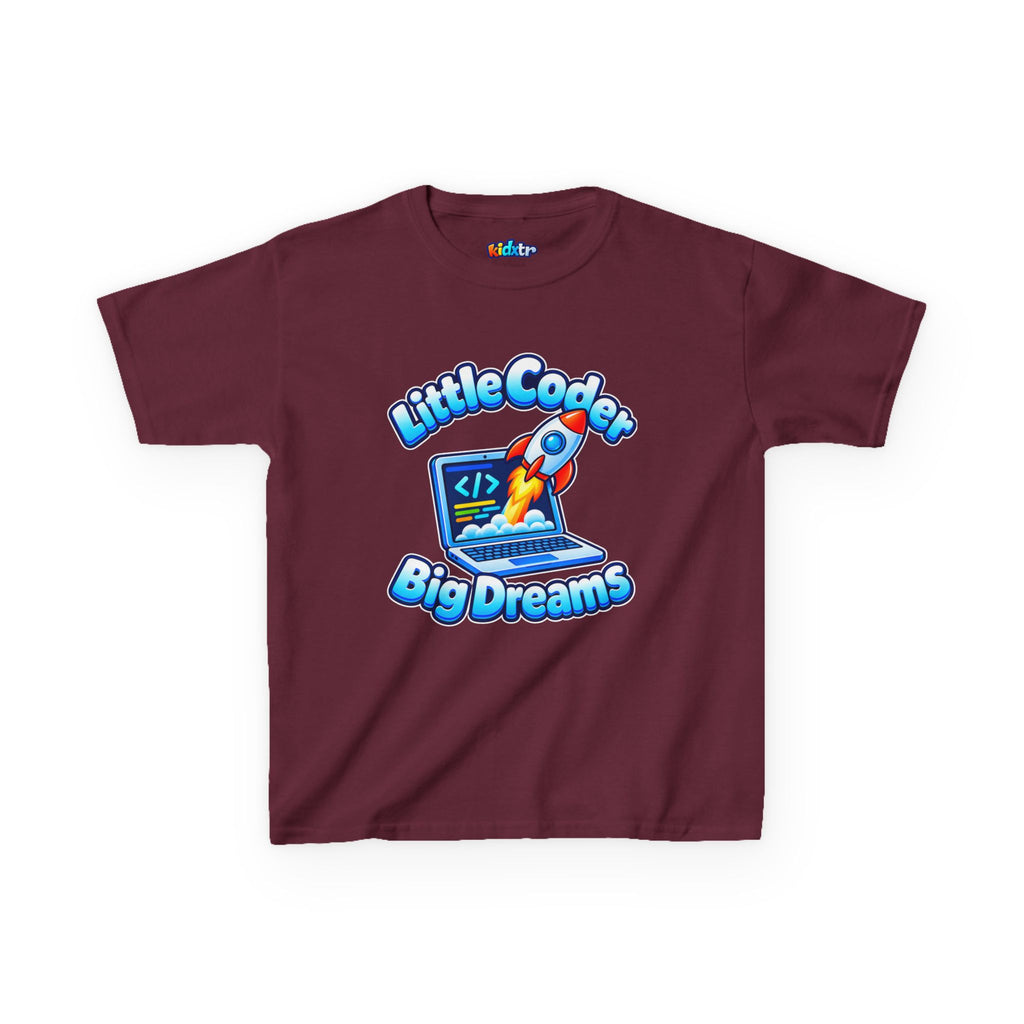 Kidxtr™ Kids Coder T-Shirt — 'Little Coder, Big Dreams' Tech Graphic Tee
