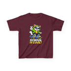 Kids School T-Shirt — 'School Is Cool' Skateboard Cat Graphic Tee