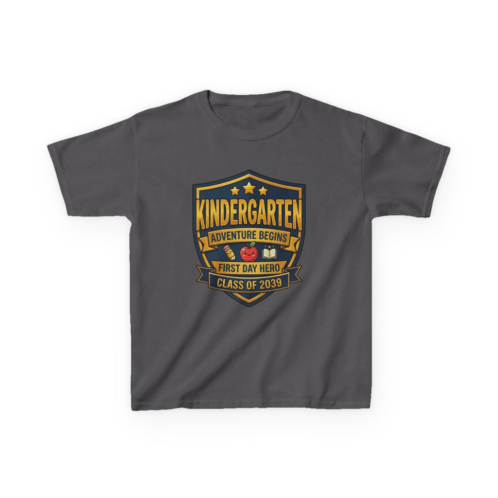 Kids School T-Shirt — 'Adventure Begins' Kindergarten First Day Hero Tee