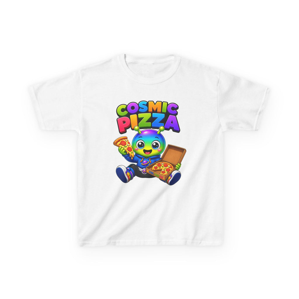 Kids Cosmic Pizza T-Shirt — 'Cosmic Pizza' Cute Alien Eating Pizza Graphic Tee