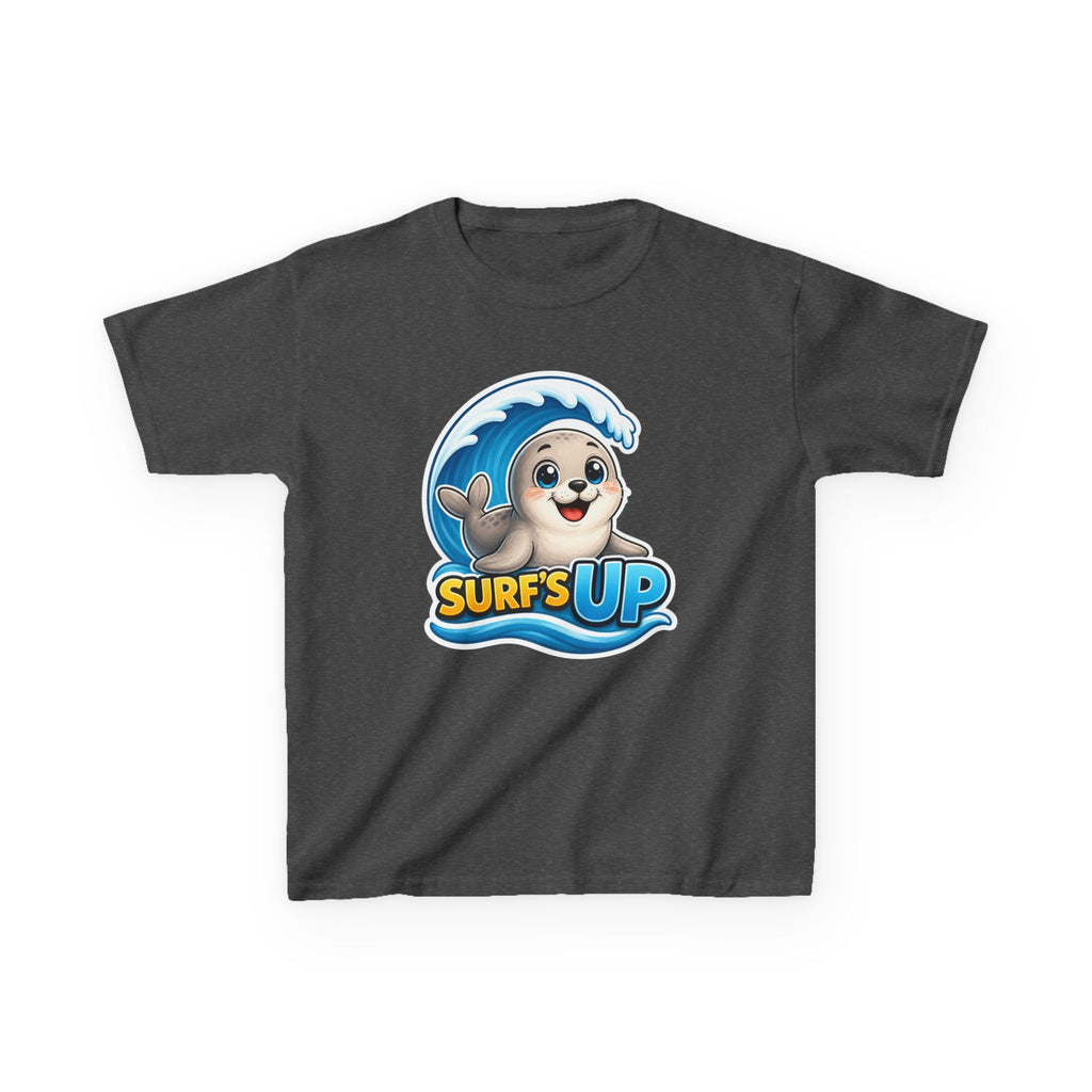 Kids Seal T-Shirt — 'Surf’s Up' Cute Surfing Seal Graphic Tee