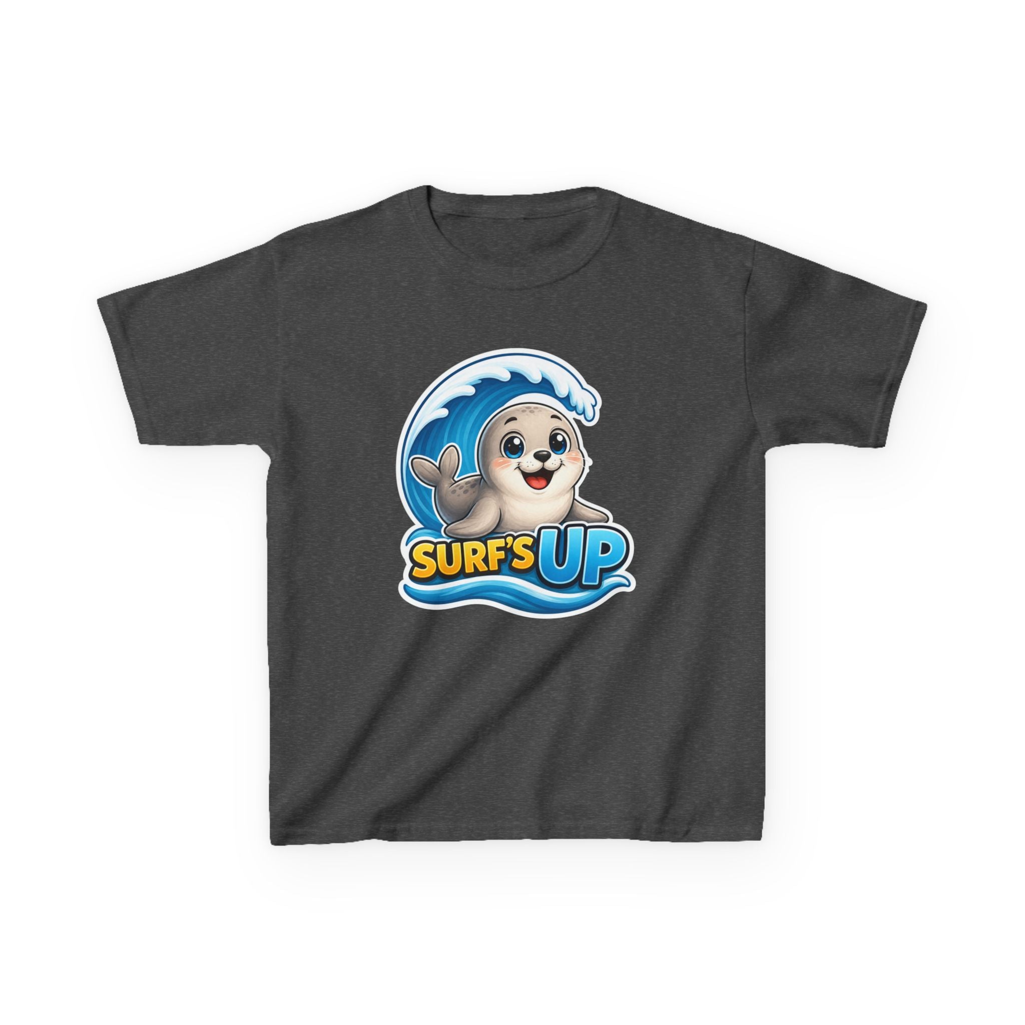 Kids Seal T-Shirt — 'Surf’s Up' Cute Surfing Seal Graphic Tee