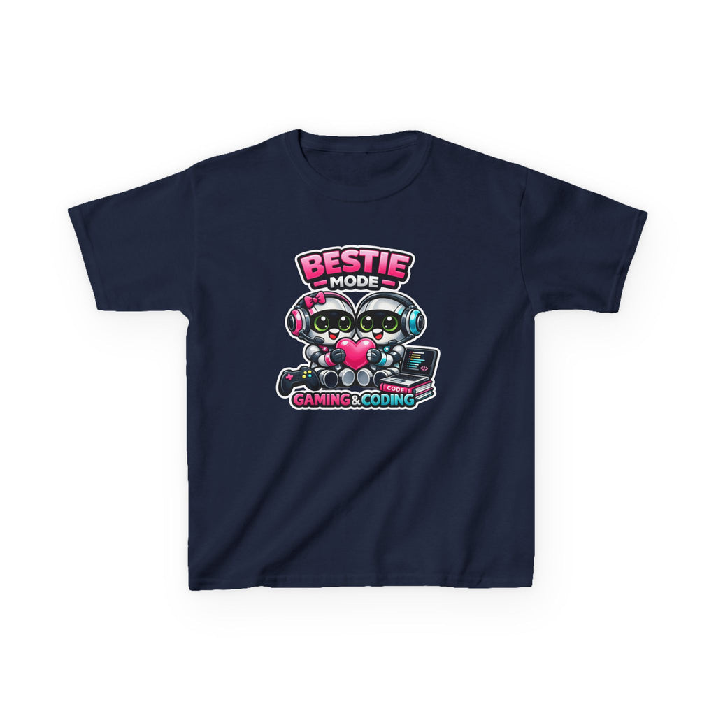 Kids Gaming T-Shirt — 'Bestie Mode' Cute Robot Friends Gaming & Coding Graphic Tee