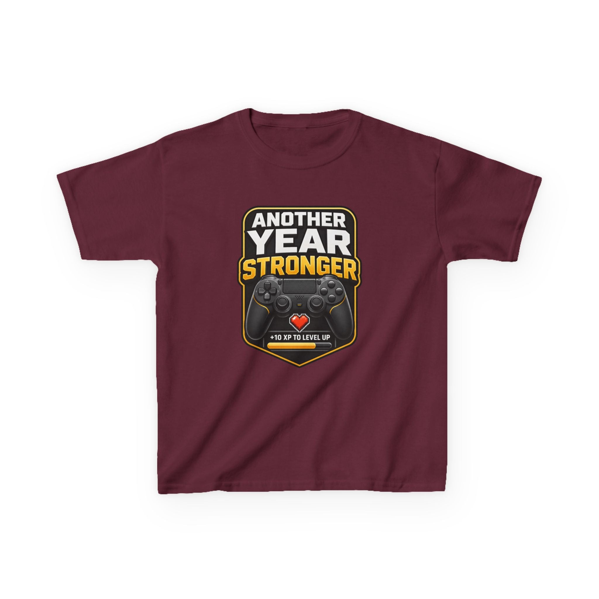 Kids Birthday T-Shirt — 'Another Year Stronger' +10 XP Level Up Graphic Tee