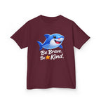 Kids Shark T-Shirt — 'Be Brave. Be Kind.' Cute Shark Graphic Tee