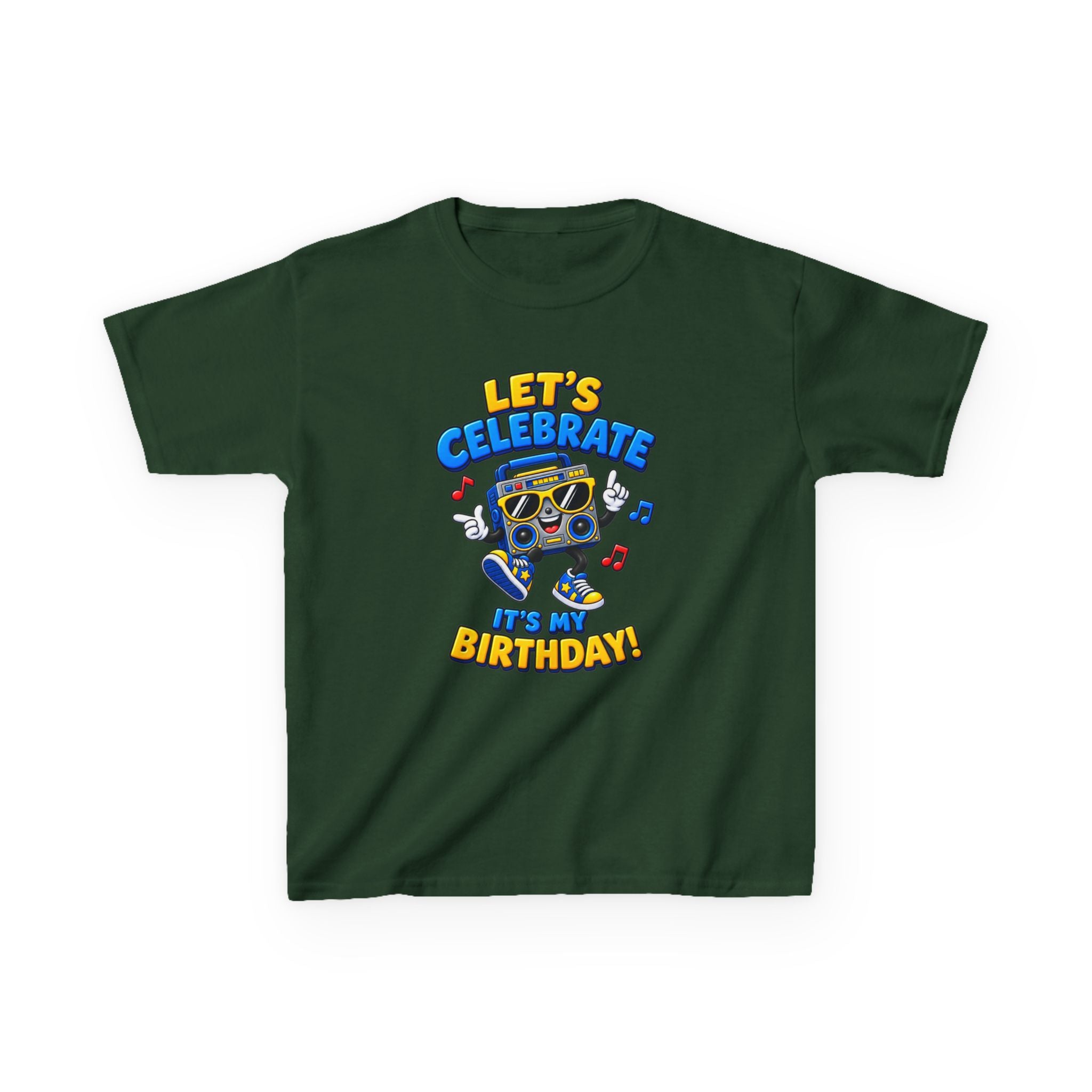 Kids Birthday T-Shirt — 'Let's Celebrate, It's My Birthday!' Fun Party  Boombox Graphic Tee