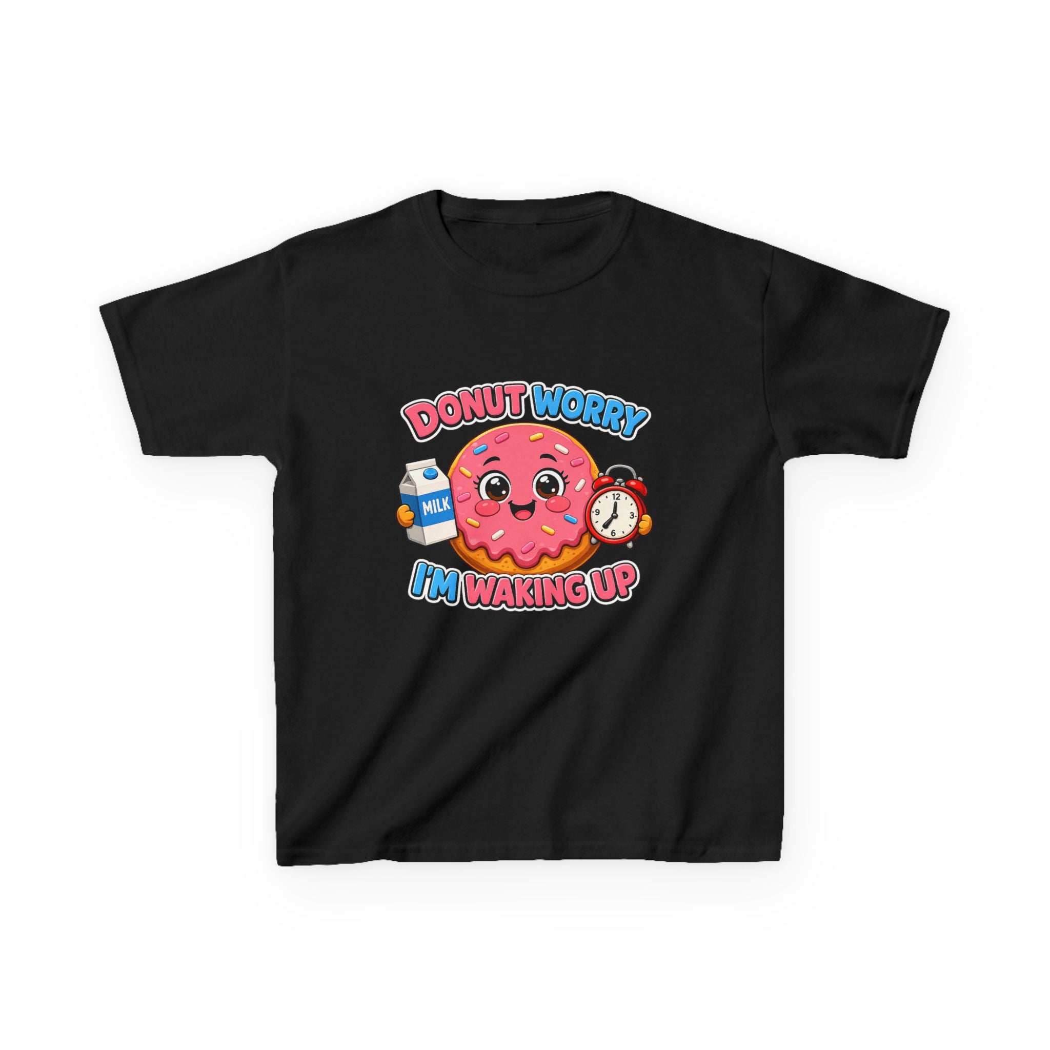 Kids Donut T-Shirt — 'Donut Worry' Cute Breakfast Cartoon Graphic Tee