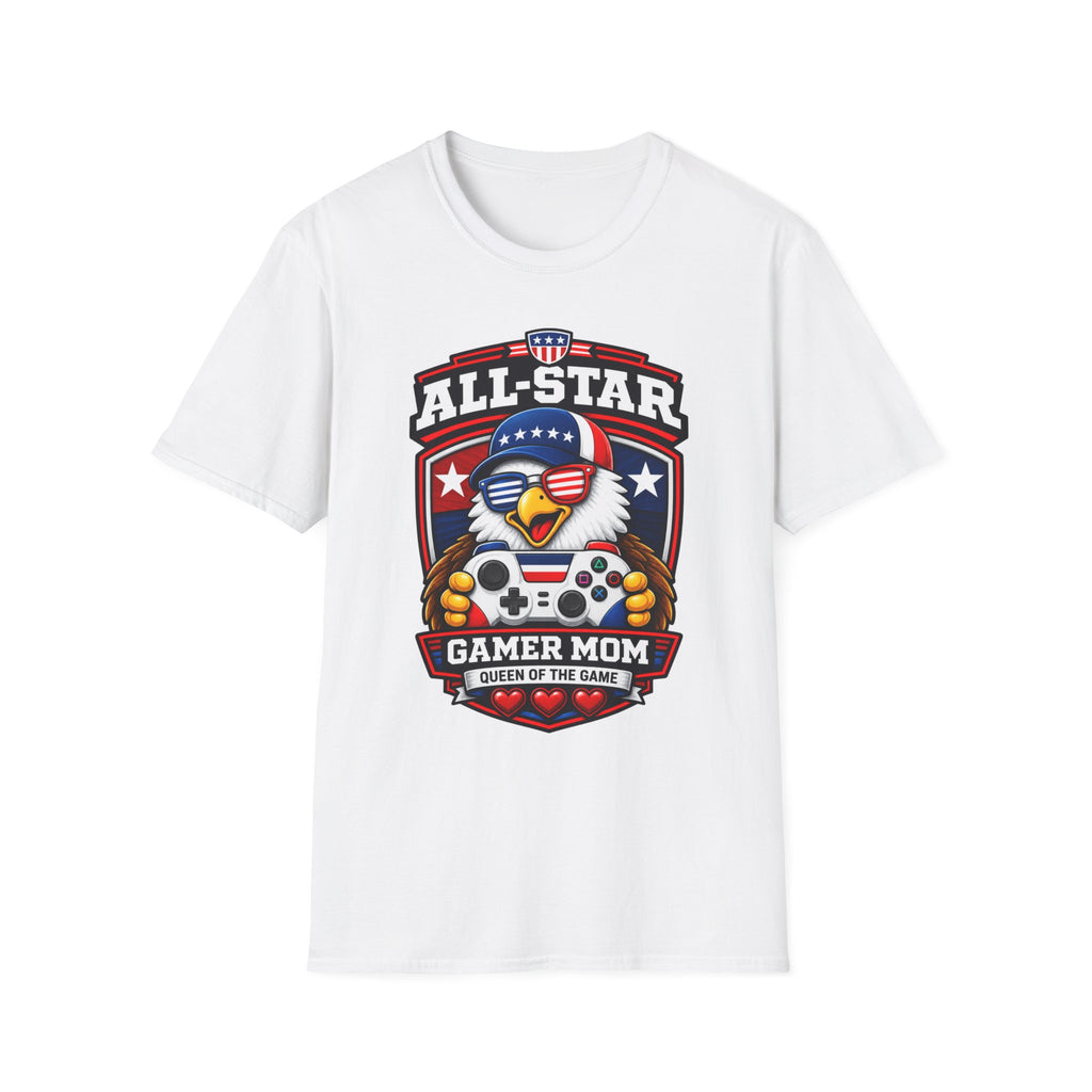 All-Star Gamer Mom T-Shirt — Patriotic Eagle Gaming Graphic Tee