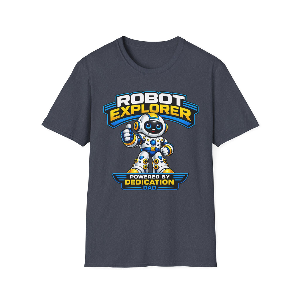 Copy of Robot Explorer T-Shirt — Cute Cartoon Robot Graphic Tee ("Powered by Dedication")