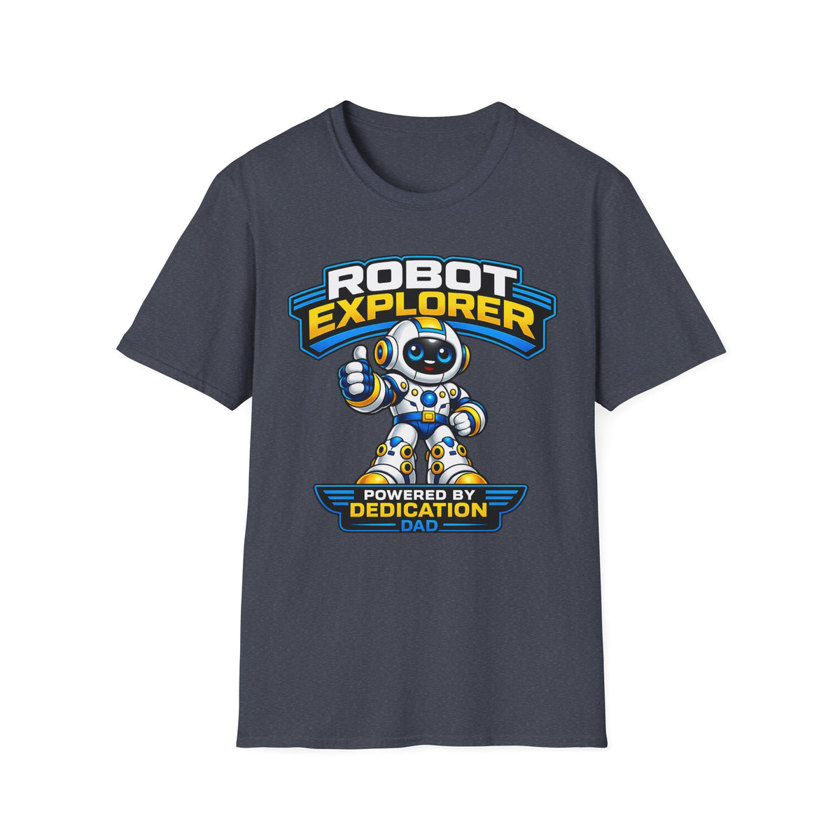 Copy of Robot Explorer T-Shirt — Cute Cartoon Robot Graphic Tee ("Powered by Dedication")