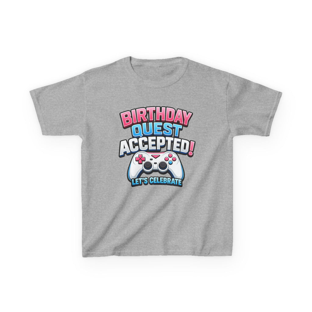 Kids Birthday T-Shirt — 'Birthday Quest Accepted' Gamer Birthday Graphic Tee