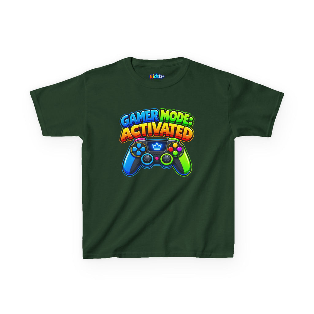 Kidxtr™ Kids Gamer T-Shirt — 'Gamer Mode Activated' Colorful Controller Graphic Tee