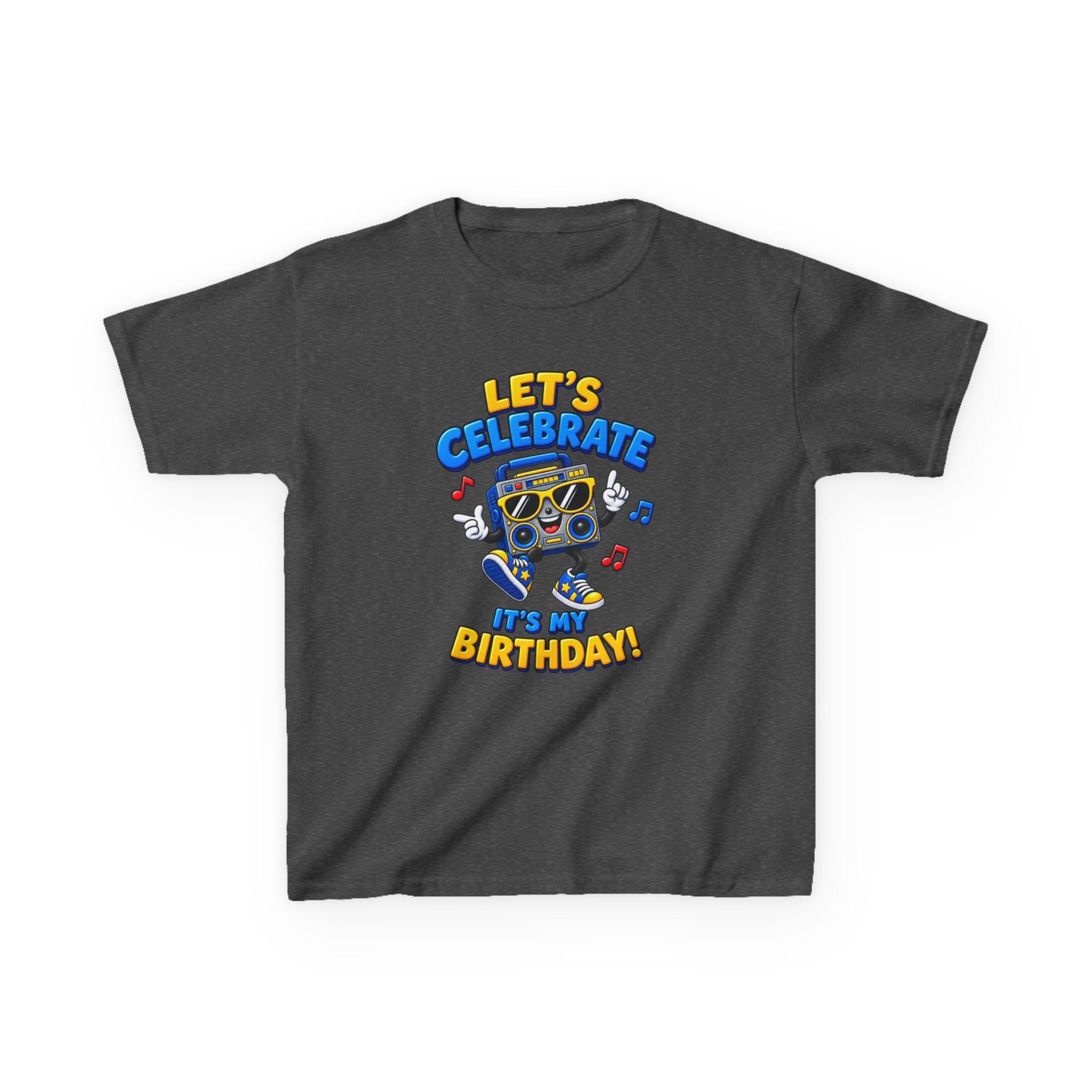 Kids Birthday T-Shirt — 'Let's Celebrate, It's My Birthday!' Fun Party  Boombox Graphic Tee