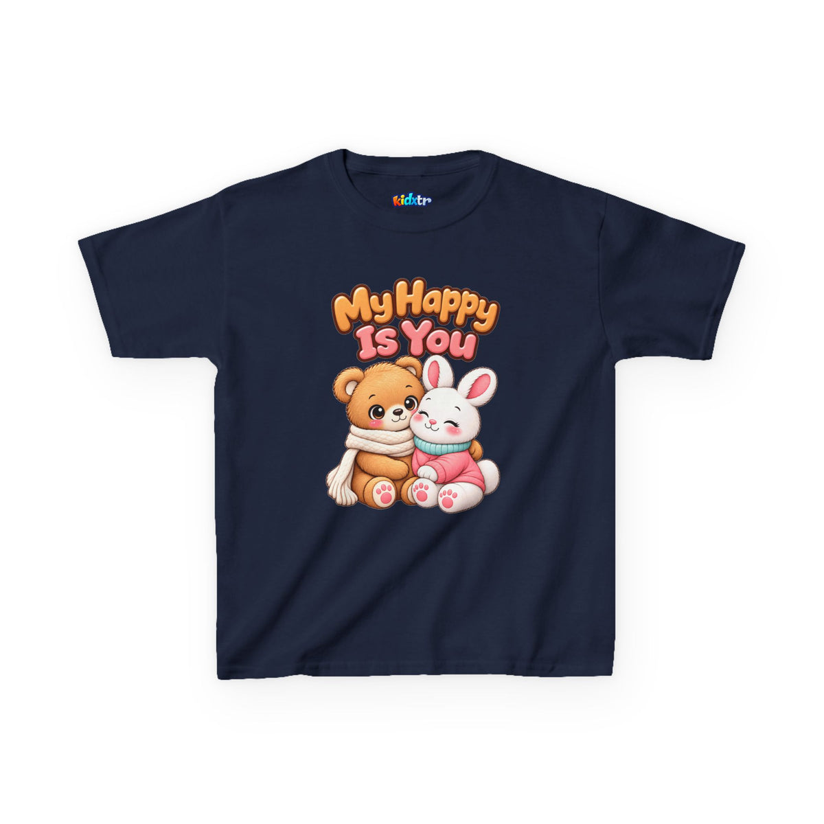 Kidxtr™ Kids Bear & Bunny T-Shirt — 'My Happy Is You' Cute Animal Graphic Tee