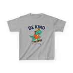 Kids Kindness T-Shirt — 'Be Kind' Skateboarding Dinosaur Graphic Tee