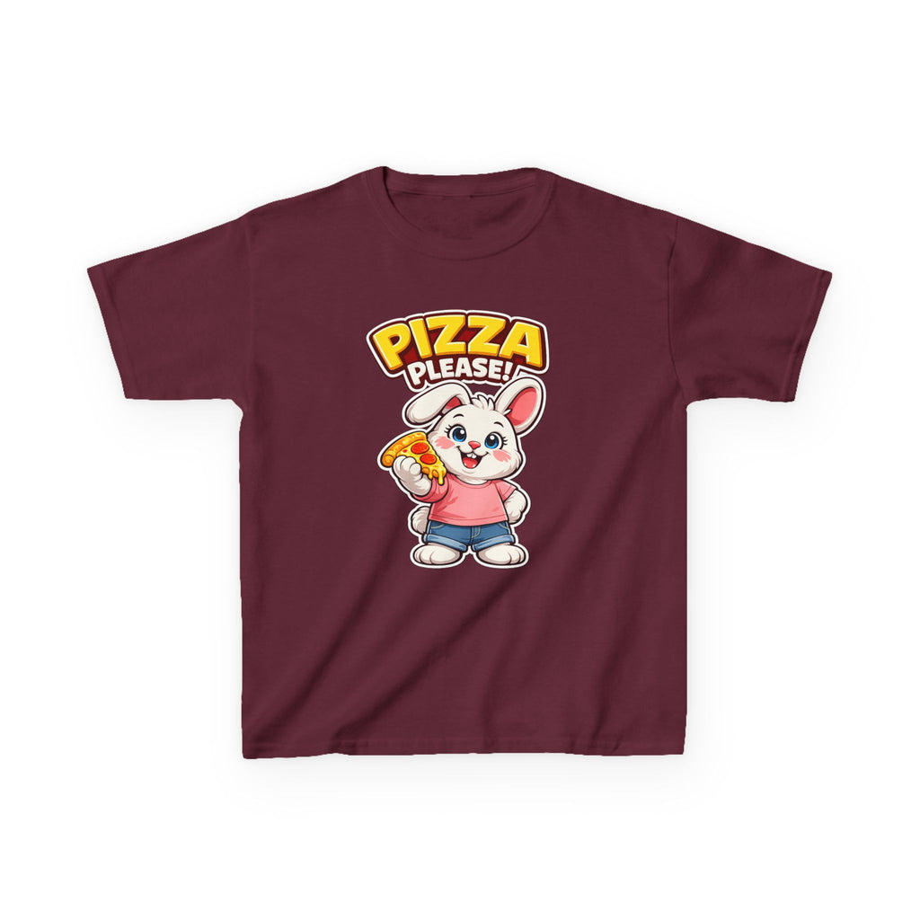 Kids Bunny T-Shirt — 'Pizza Please!' Cartoon Graphic Tee