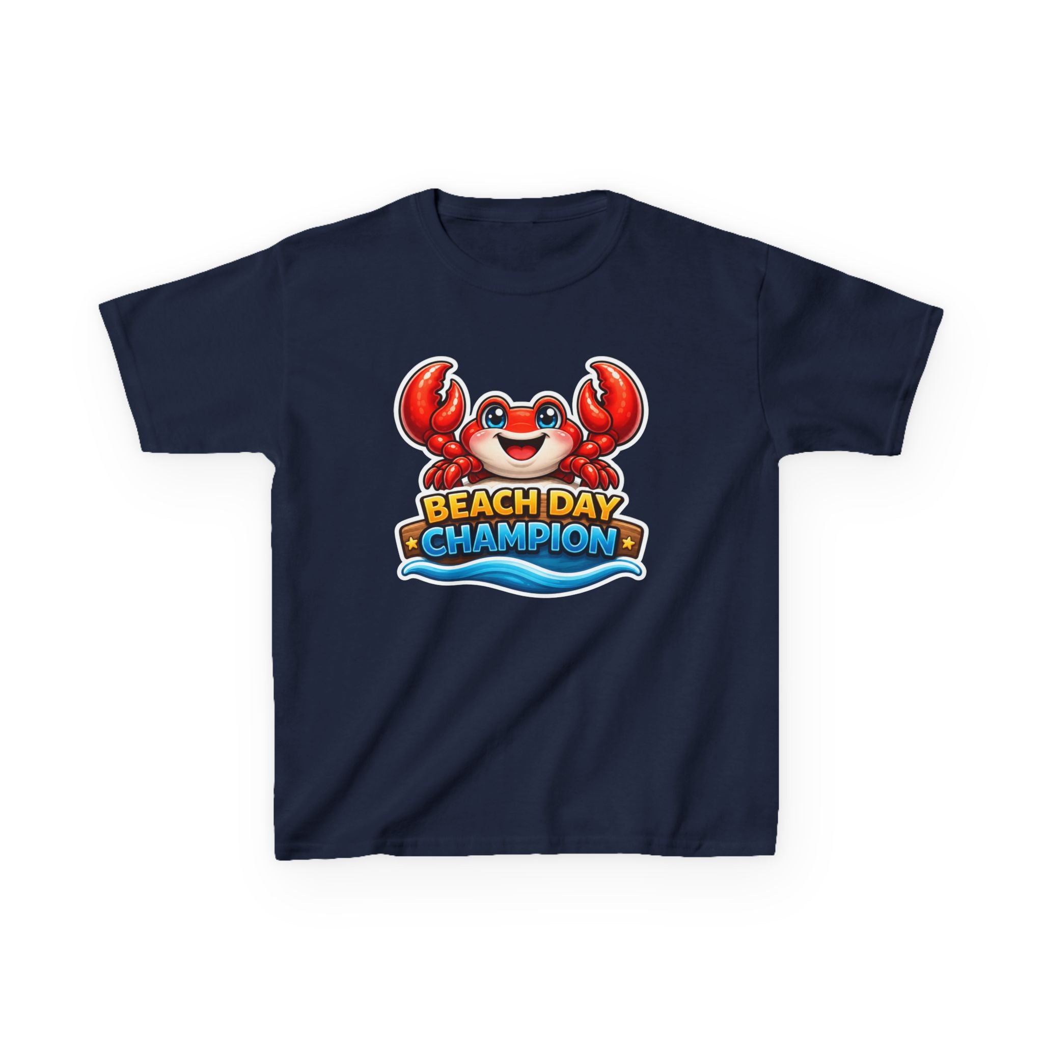 Kids Crab T-Shirt — 'Beach Day Champion' Crab Graphic Tee