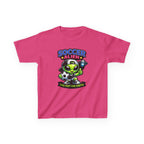 Kids Soccer T-Shirt — 'Too Fast for Earth' Cute Green Alien Soccer Graphic Tee