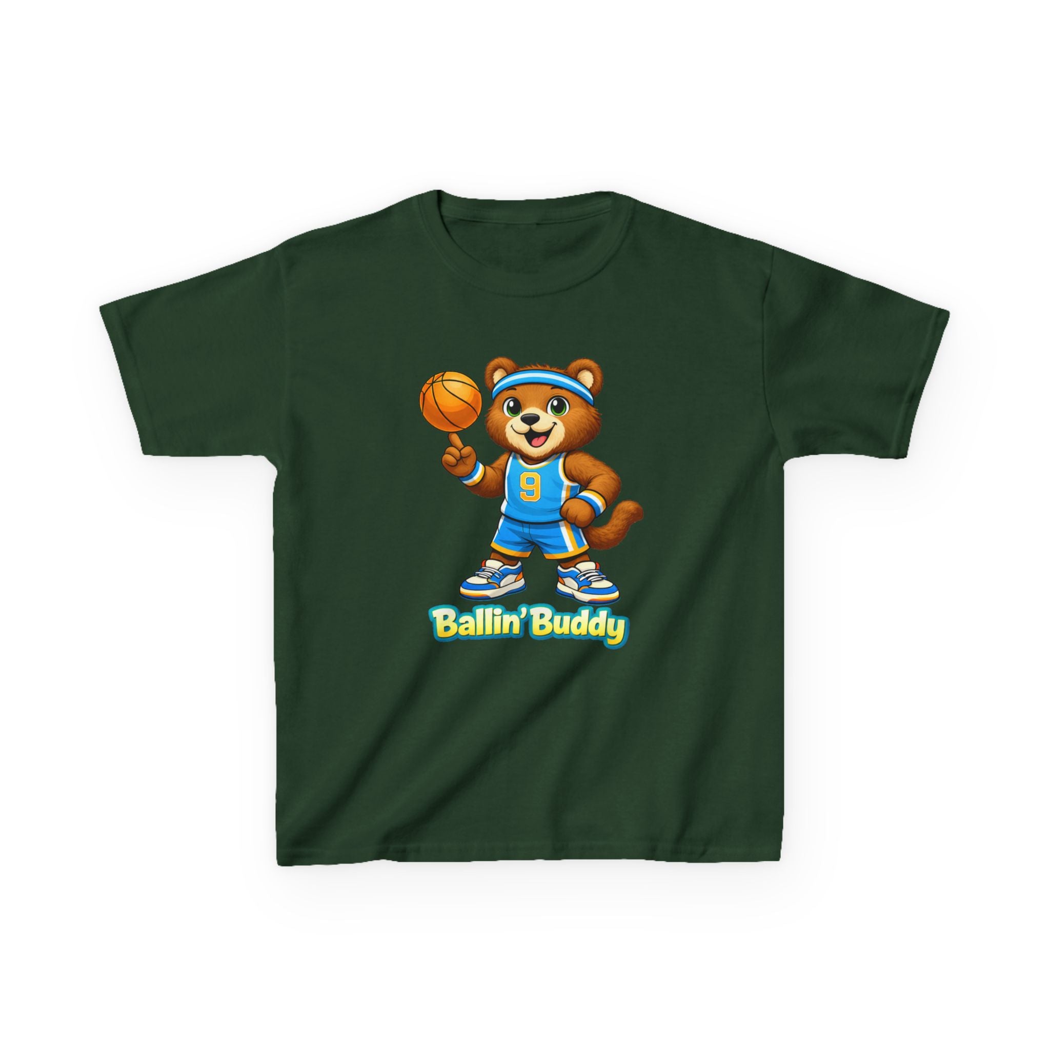 Kidxtr™ Kids Basketball T-Shirt — 'Ballin' Buddy' Cute Bear Basketball Graphic Tee