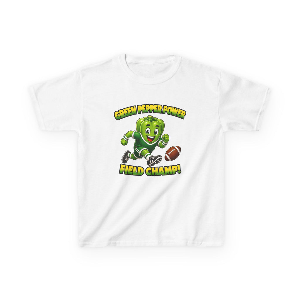 Kids Football T-Shirt — 'Green Pepper Power' Field Champ Graphic Tee