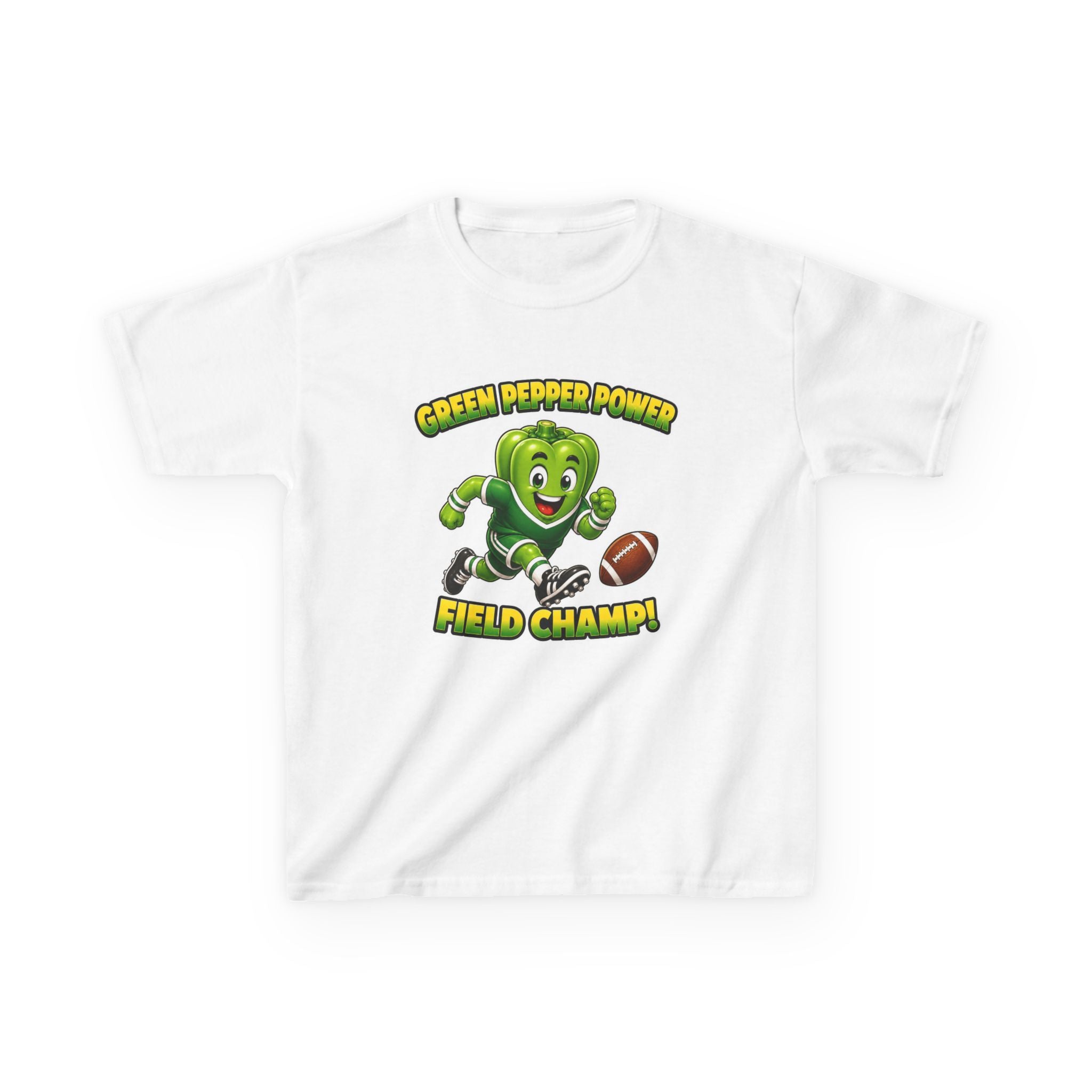 Kids Football T-Shirt — 'Green Pepper Power' Field Champ Graphic Tee