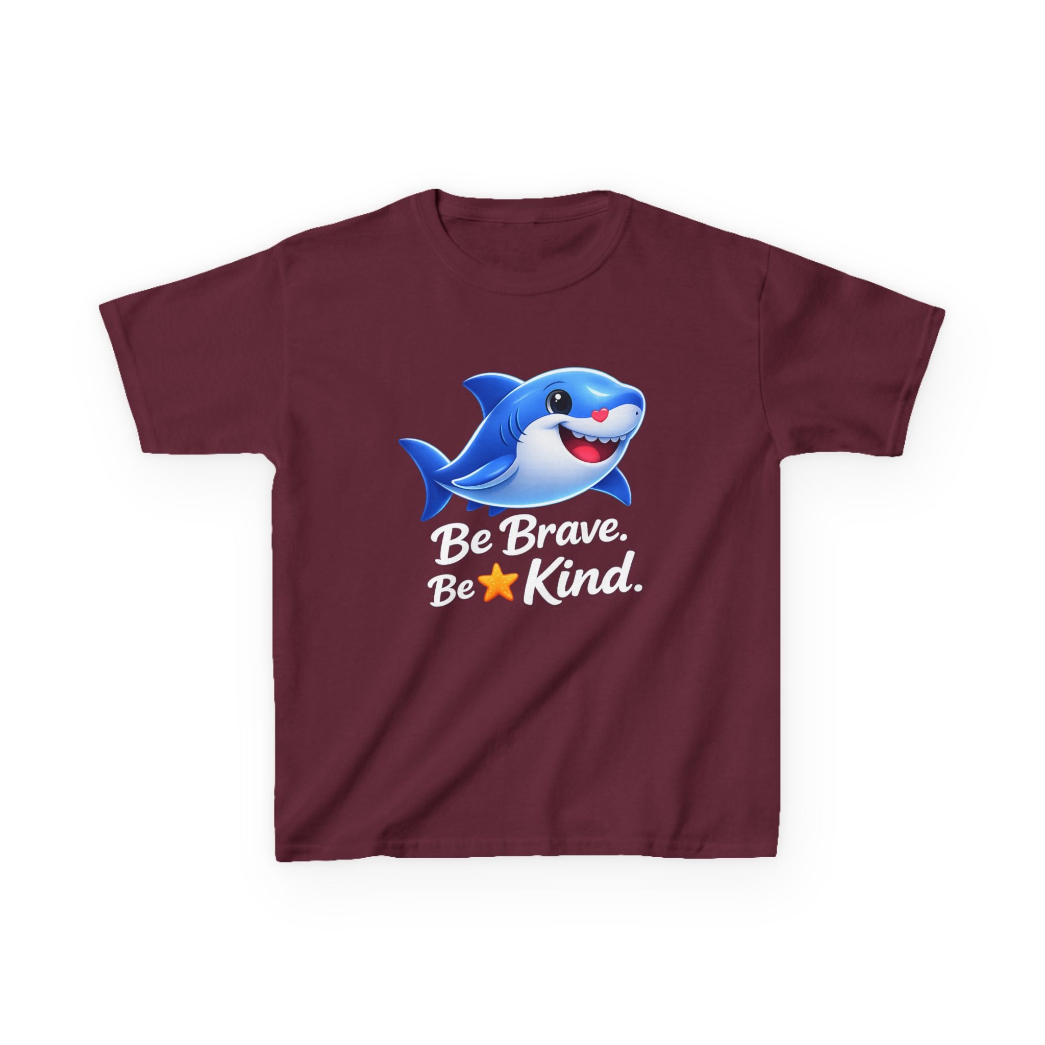 Kids Shark T-Shirt — 'Be Brave. Be Kind.' Cute Shark Graphic Tee