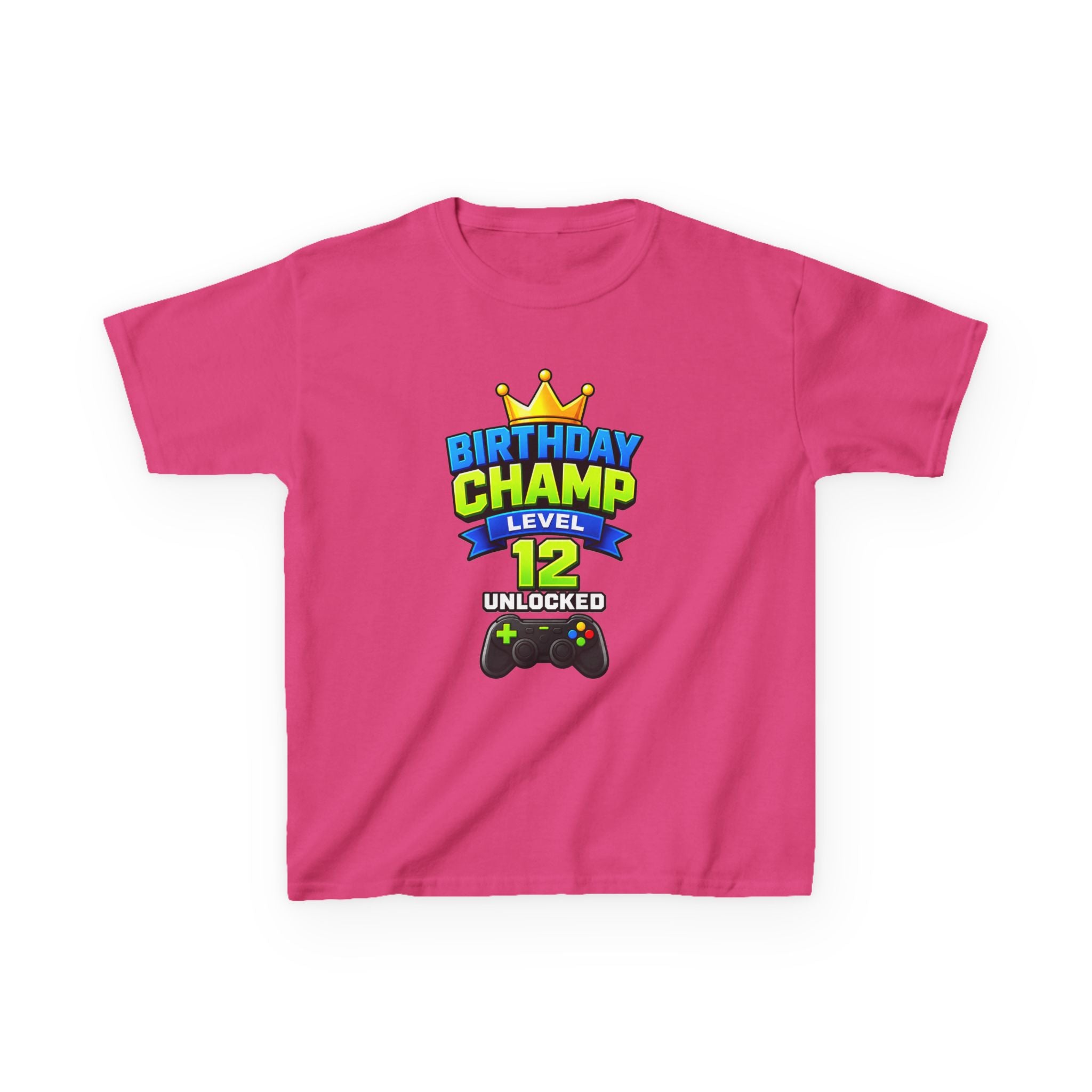 Kids Tee — "Birthday Champ Level 12 Unlocked" Gamer Birthday Shirt