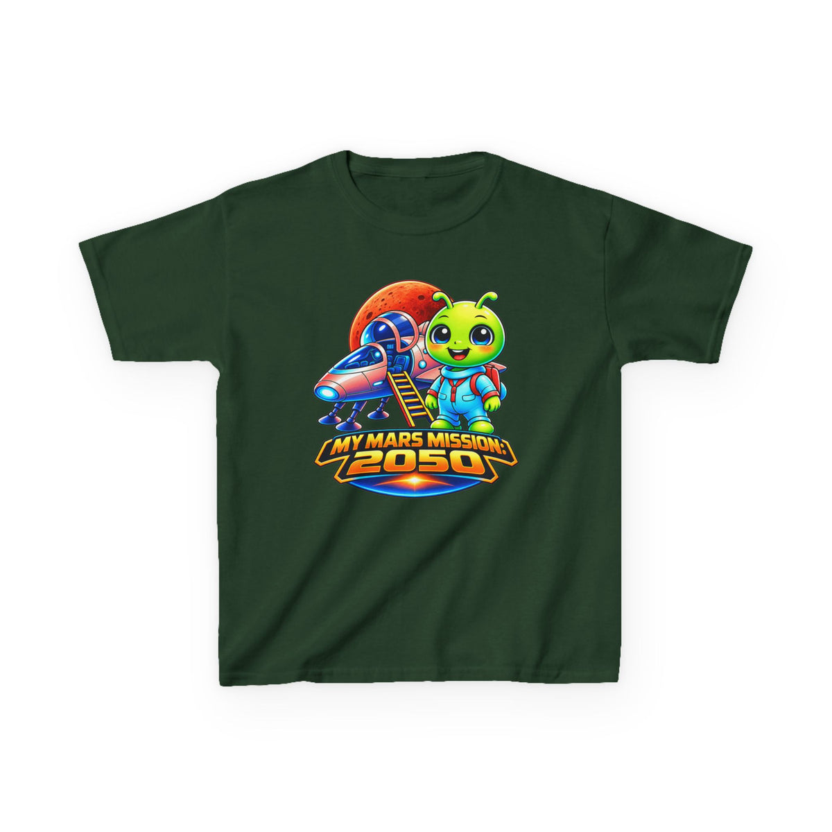Kidxtr™ Kids Space T-Shirt — 'My Mars Mission: 2050' Alien Astronaut Graphic Tee