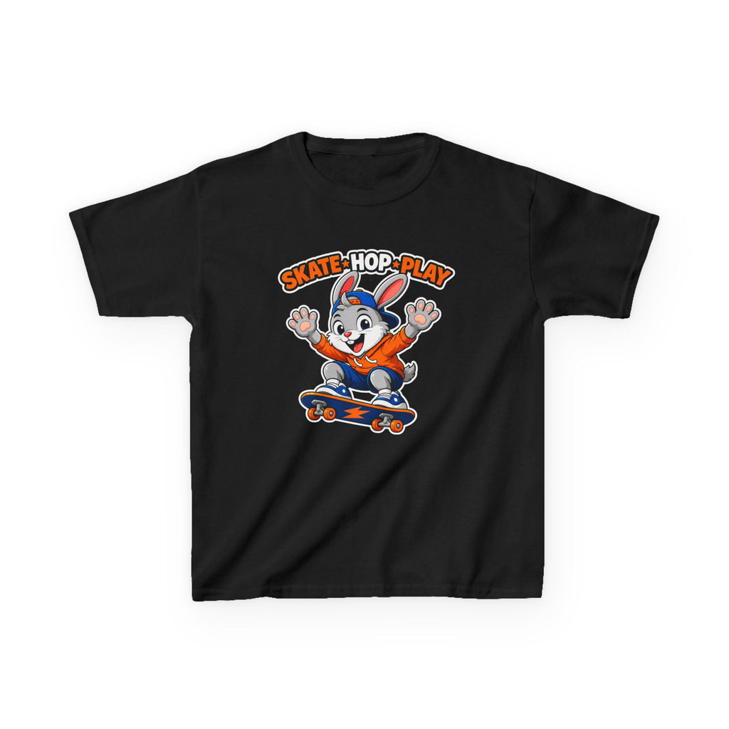 Kids Skate Hop Play T-Shirt — Cute Skateboarding Bunny Tee for Boys & Girls