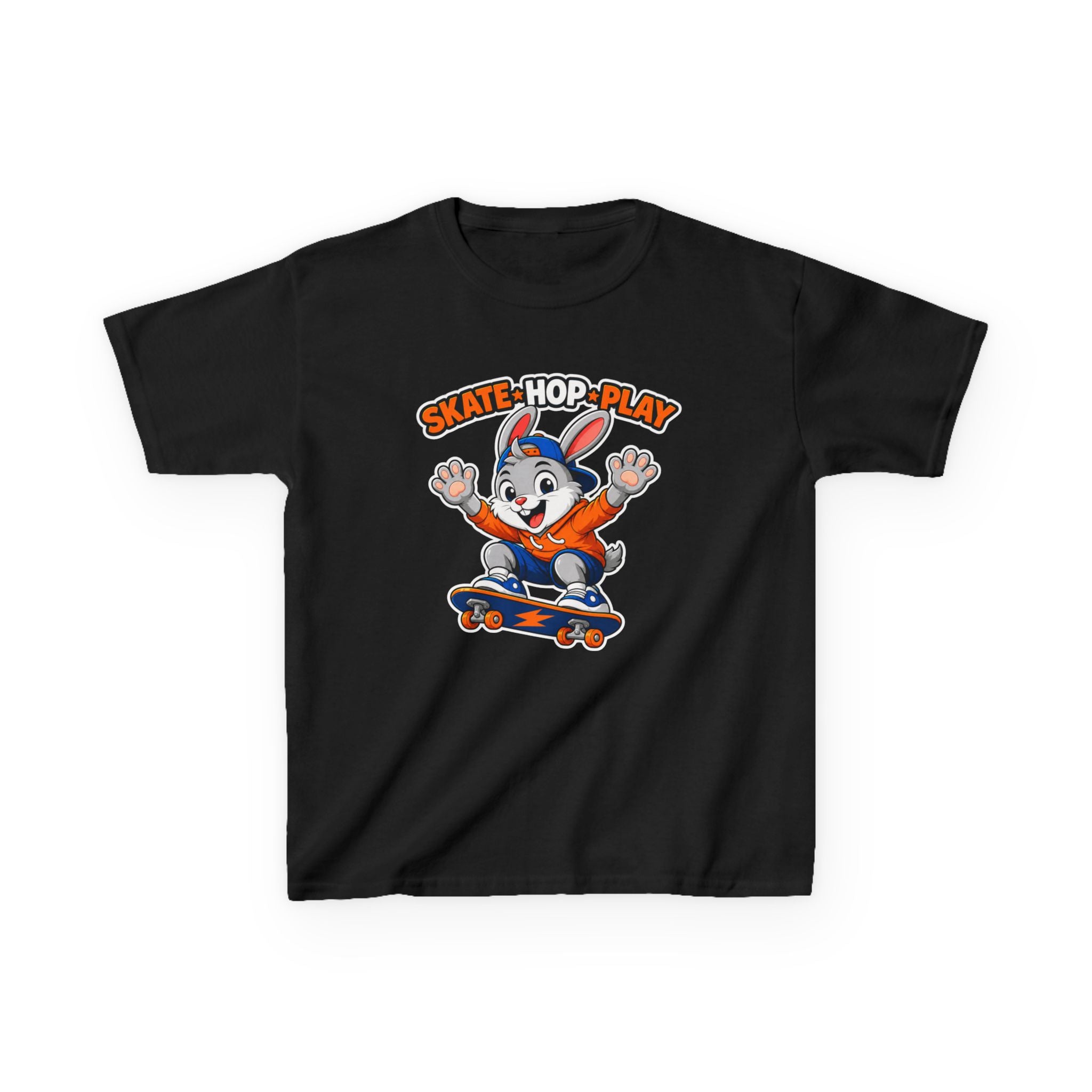 Kids Skate Hop Play T-Shirt — Cute Skateboarding Bunny Tee for Boys & Girls