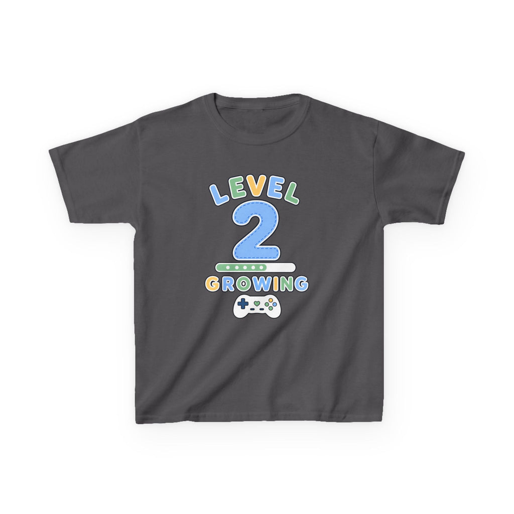 Kids Birthday Gaming T-Shirt — 'Level 2 Growing' Gamer Graphic Tee