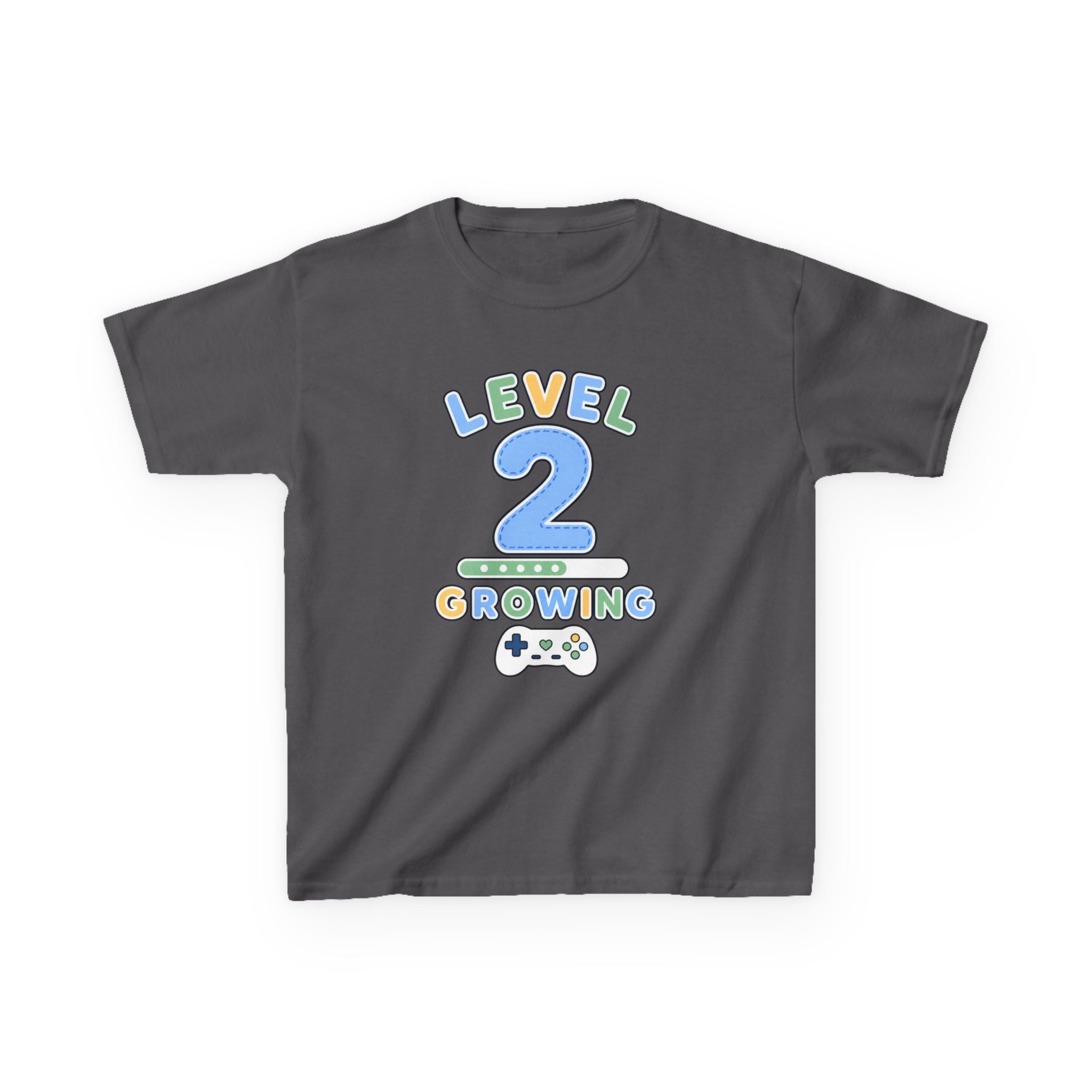 Kids Birthday Gaming T-Shirt — 'Level 2 Growing' Gamer Graphic Tee