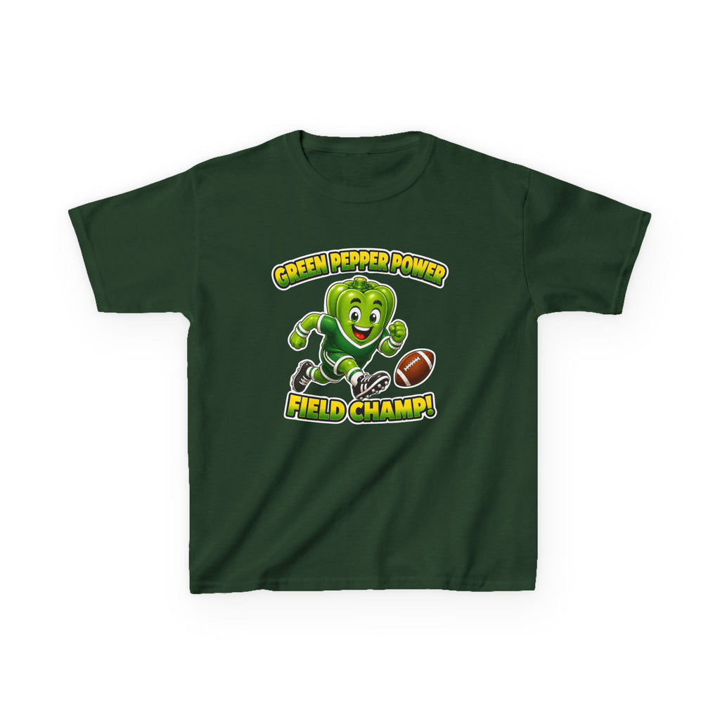 Kids Football T-Shirt — 'Green Pepper Power' Field Champ Graphic Tee