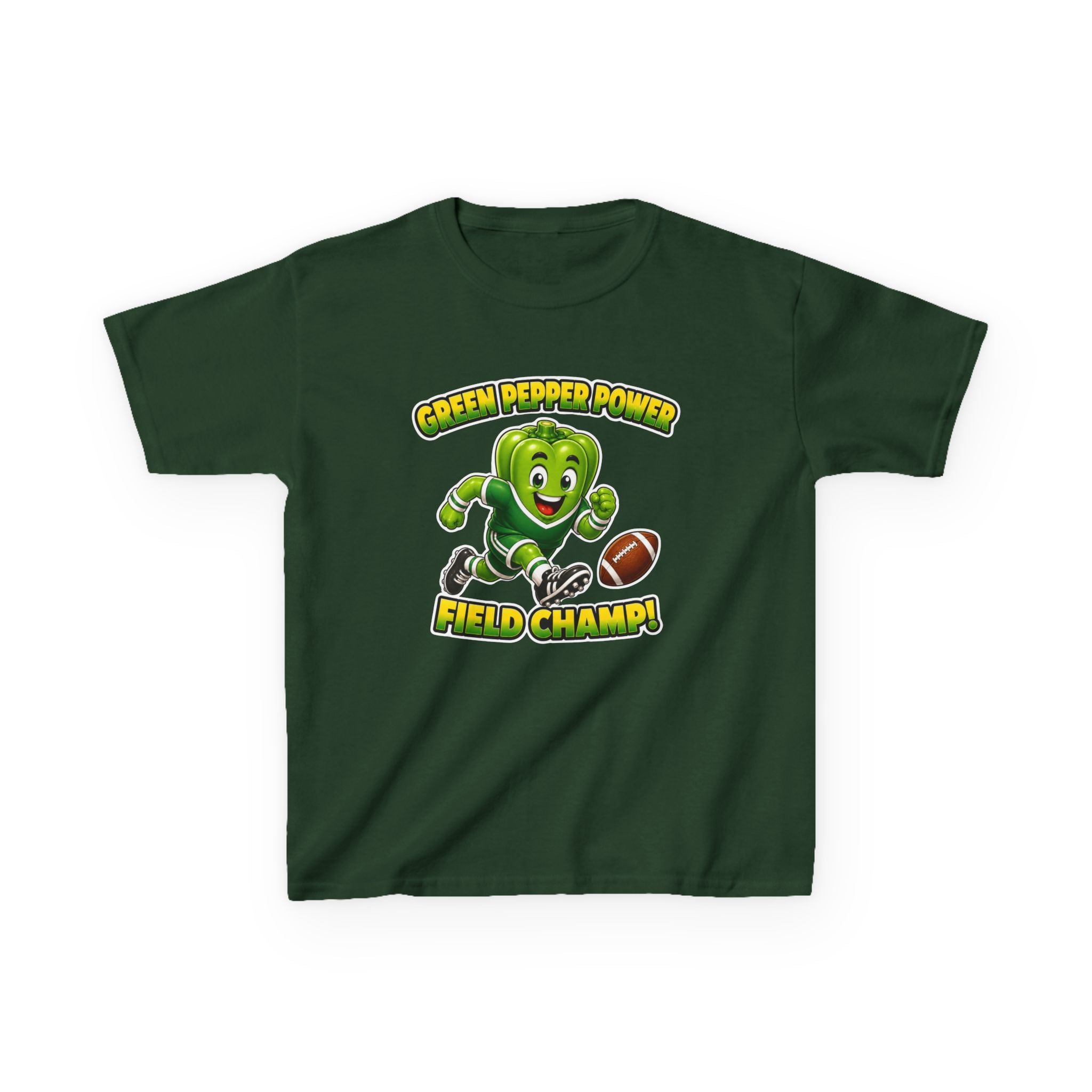 Kids Football T-Shirt — 'Green Pepper Power' Field Champ Graphic Tee