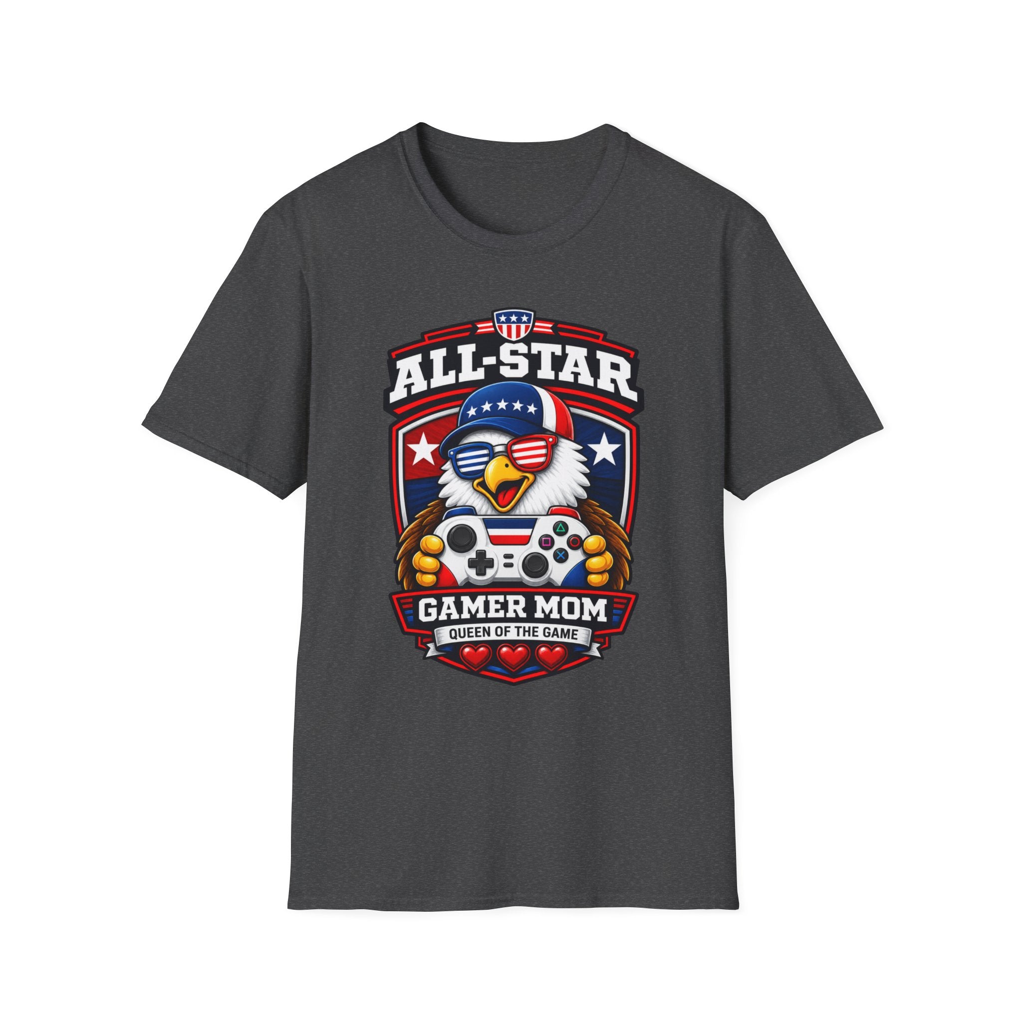 All-Star Gamer Mom T-Shirt — Patriotic Eagle Gaming Graphic Tee