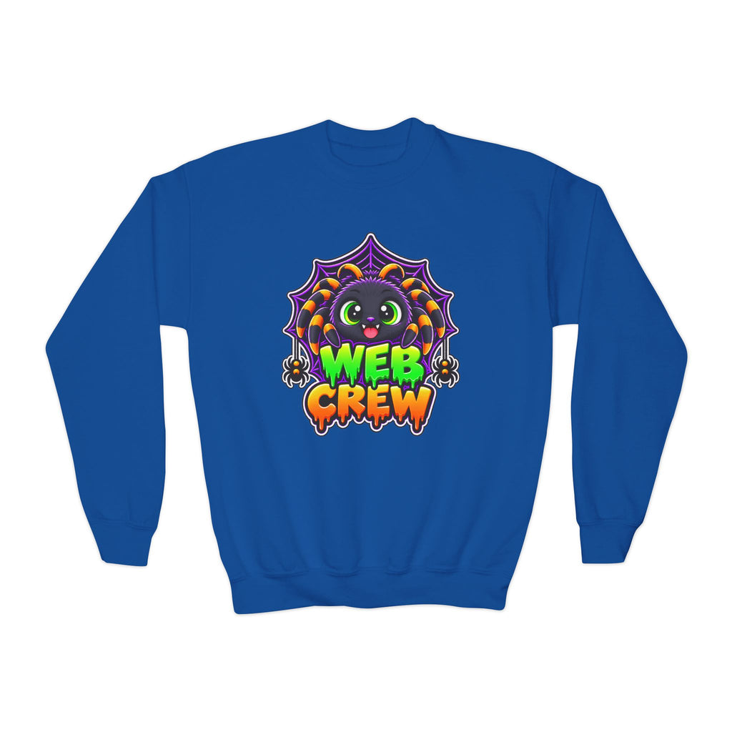 Kidxtr™ Kids Spider Sweatshirt — 'Web Crew' Cute Halloween Spider Graphic Crewneck