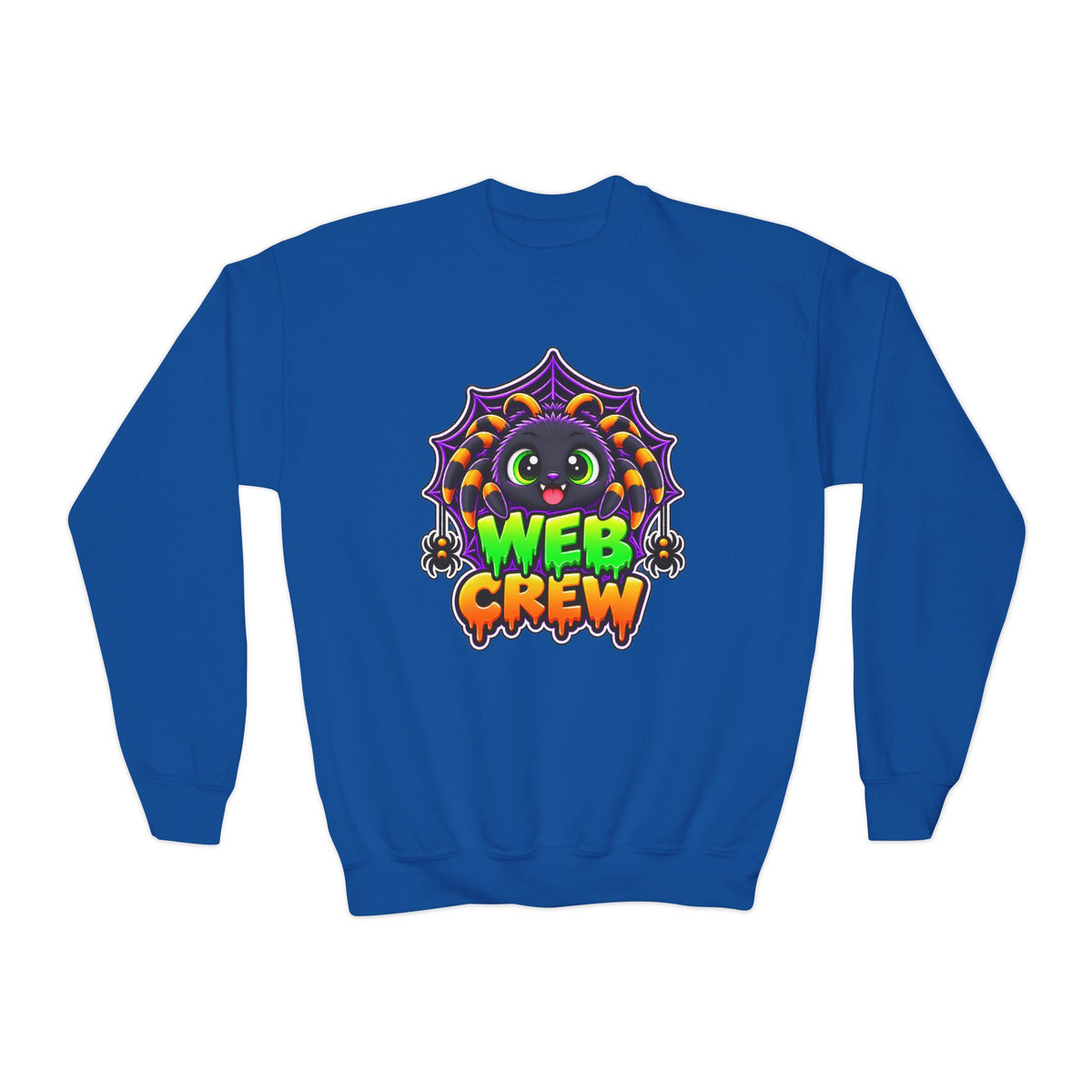 Kidxtr™ Kids Spider Sweatshirt — 'Web Crew' Cute Halloween Spider Graphic Crewneck
