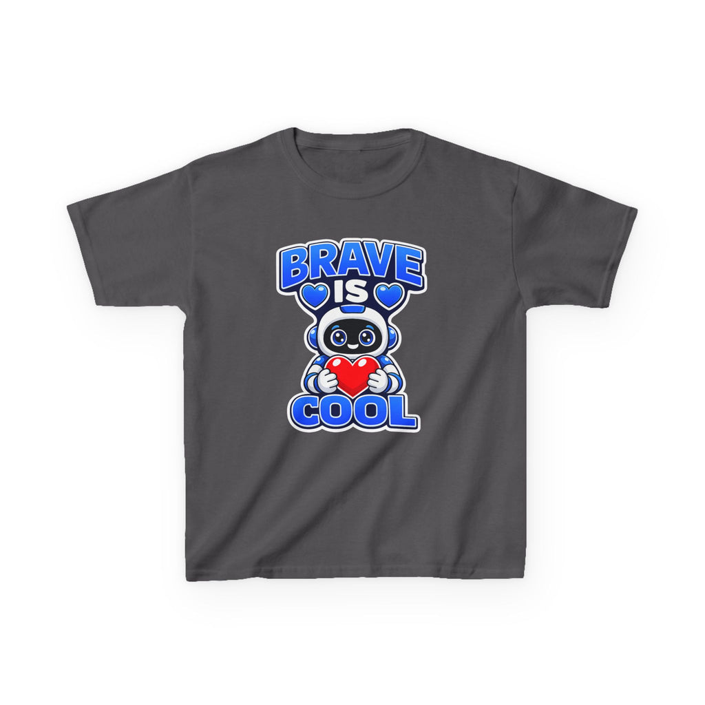 Kids Robot T-Shirt — 'Brave Is Cool' Heart Graphic Tee
