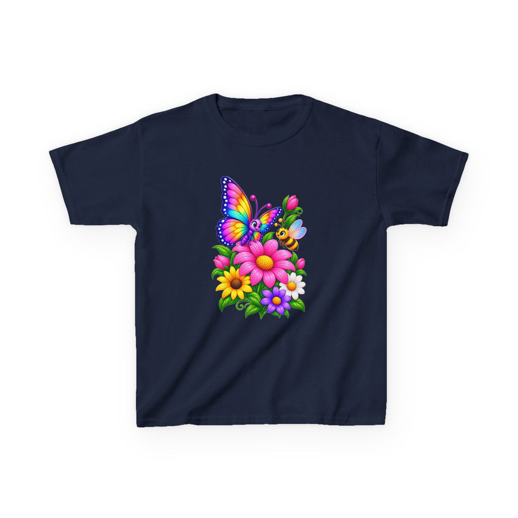 Kidxtr™ Kids Butterfly T-Shirt — 'Flutter & Bloom' Rainbow Butterfly Garden Graphic Tee
