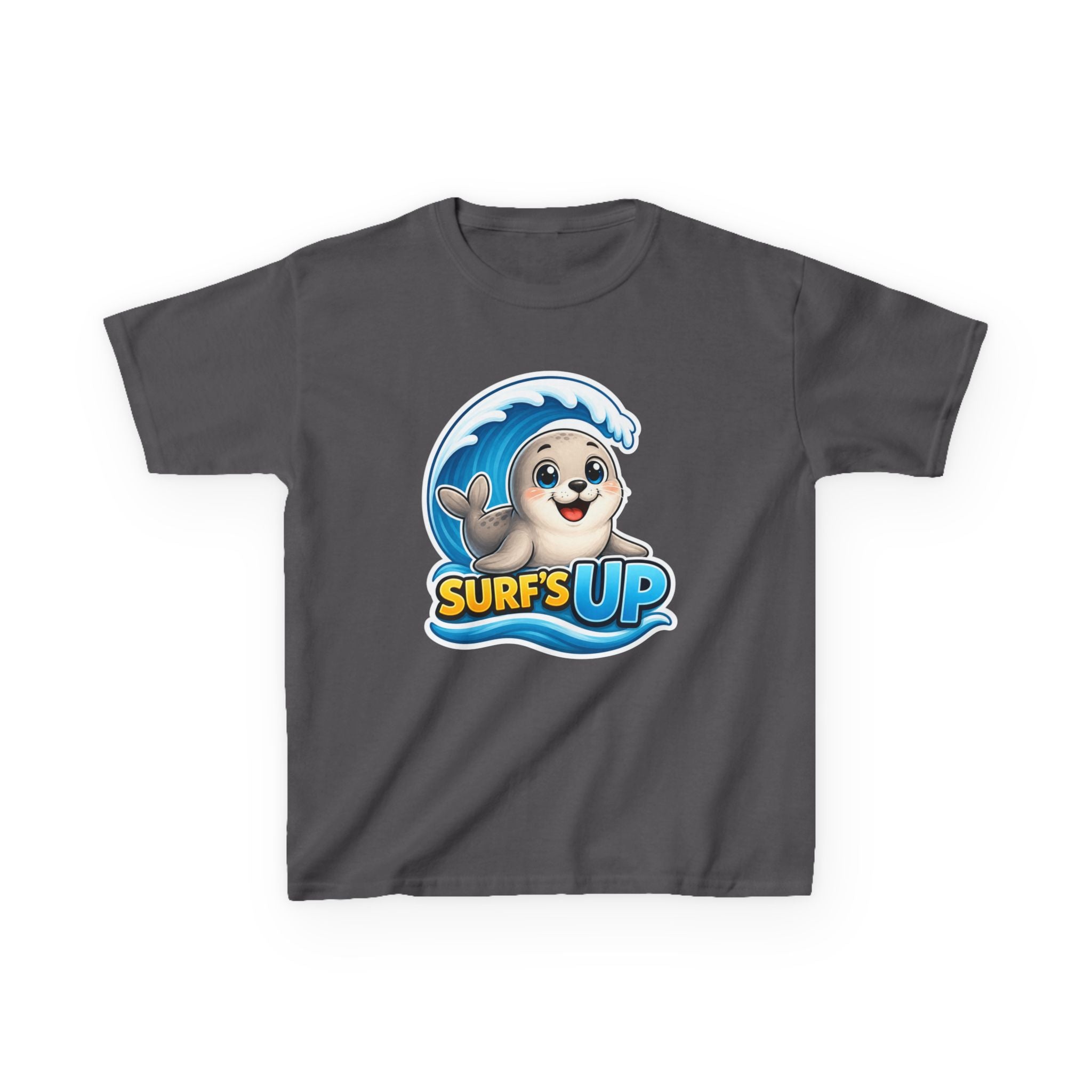 Kids Seal T-Shirt — 'Surf’s Up' Cute Surfing Seal Graphic Tee