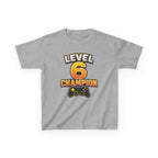 Kids Birthday Gaming T-Shirt — 'Level 6 Champion' Game Controller Graphic Tee