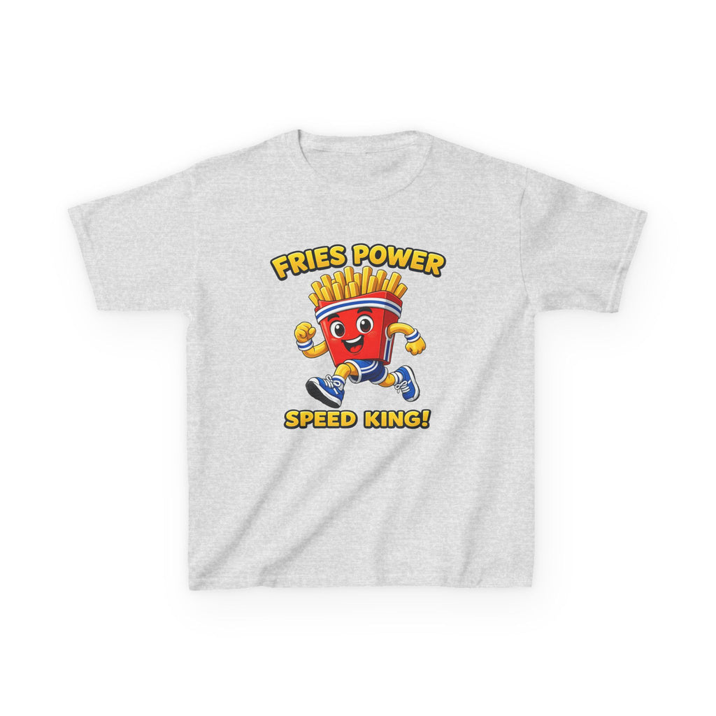 Kids French Fry T-Shirt — 'Fries Power Speed King' Funny Cartoon Graphic Tee