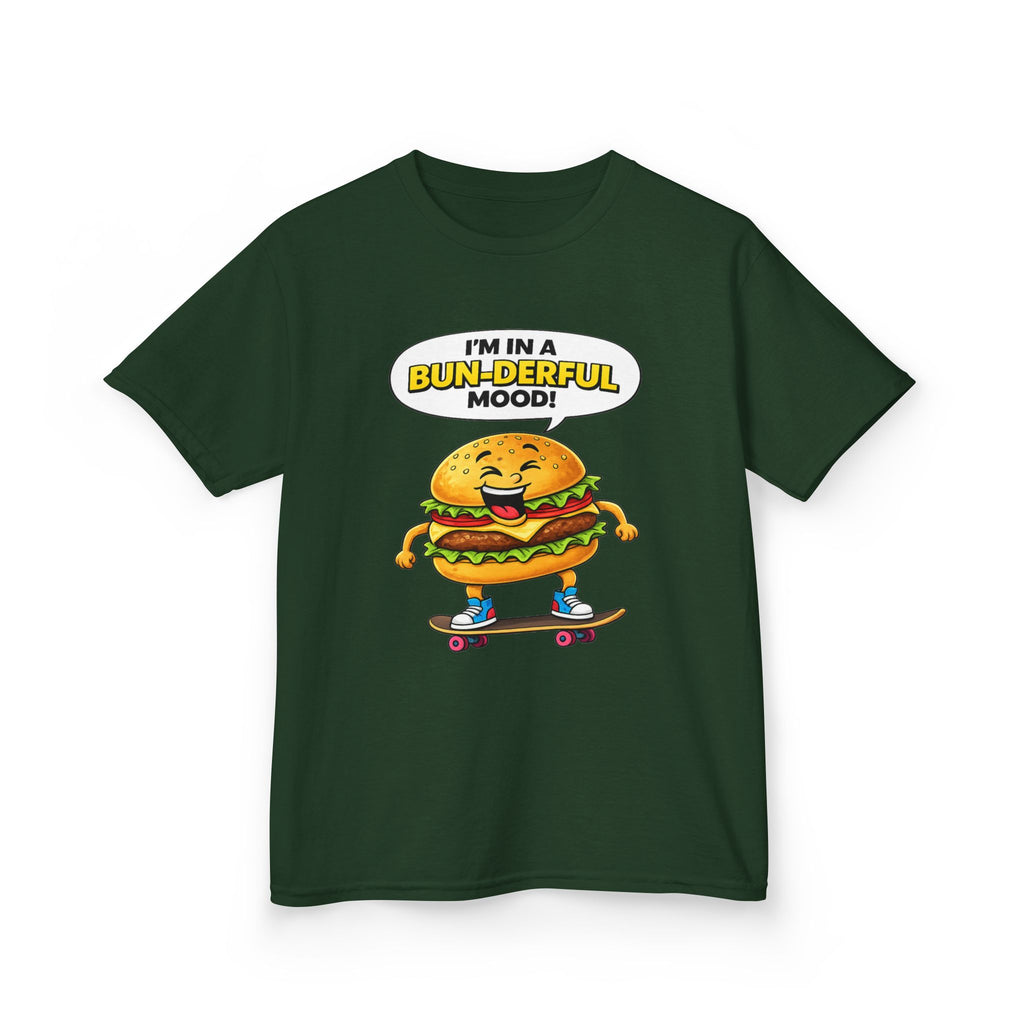 Kids Burger T-Shirt — 'Bun-derful Mood' Skateboard Graphic Tee