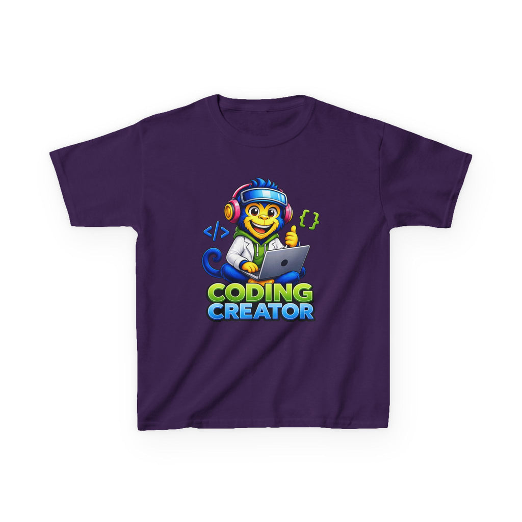 Kids Coding T-Shirt — 'Coding Creator' Cute Monkey Programmer Graphic Tee